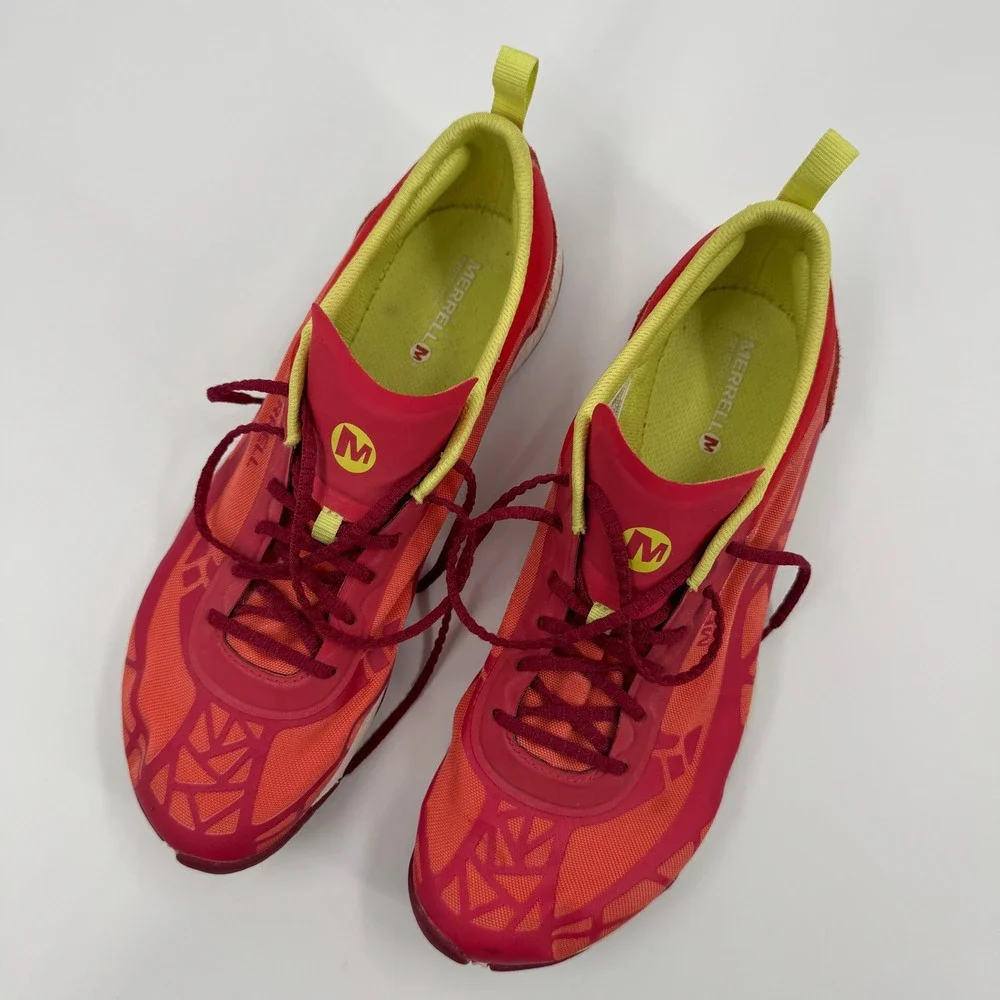 Merrell Geranium Trail Running Shoes Womens Size 10.5 Red Yellow Sneakers J21654
